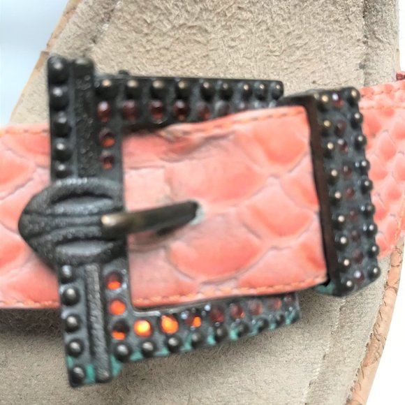 Leather ankle strap wedge sandals - Picture 3 of 9